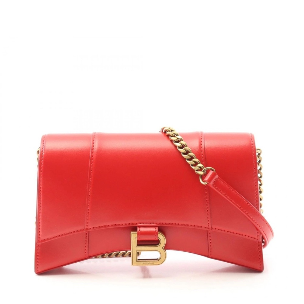 Balenciaga Red Crossbody Bag with Gold Chain
